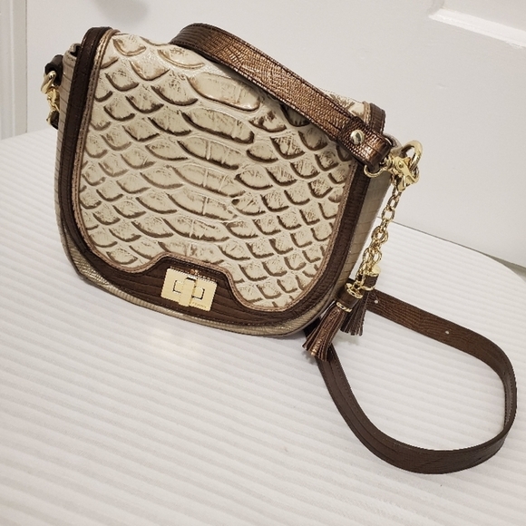 Brahmin Sonny Croc Print Leather Crossbody, Classic w/goldtone hardwa… - Picture 1 of 15